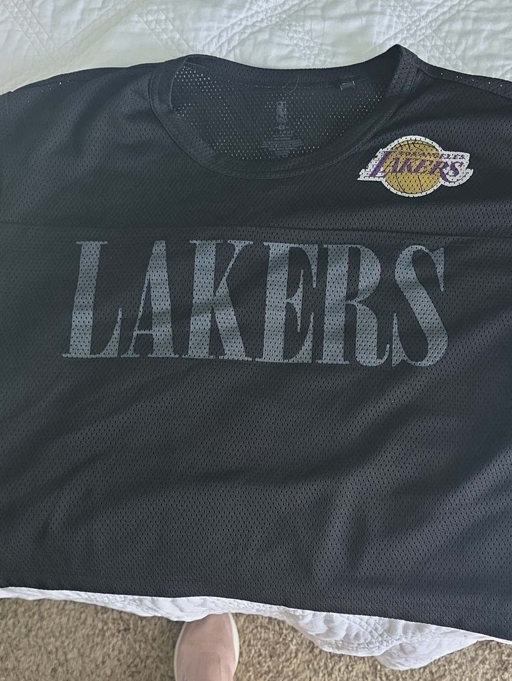 NBA Black Mesh Lakers Crop Top with Patch